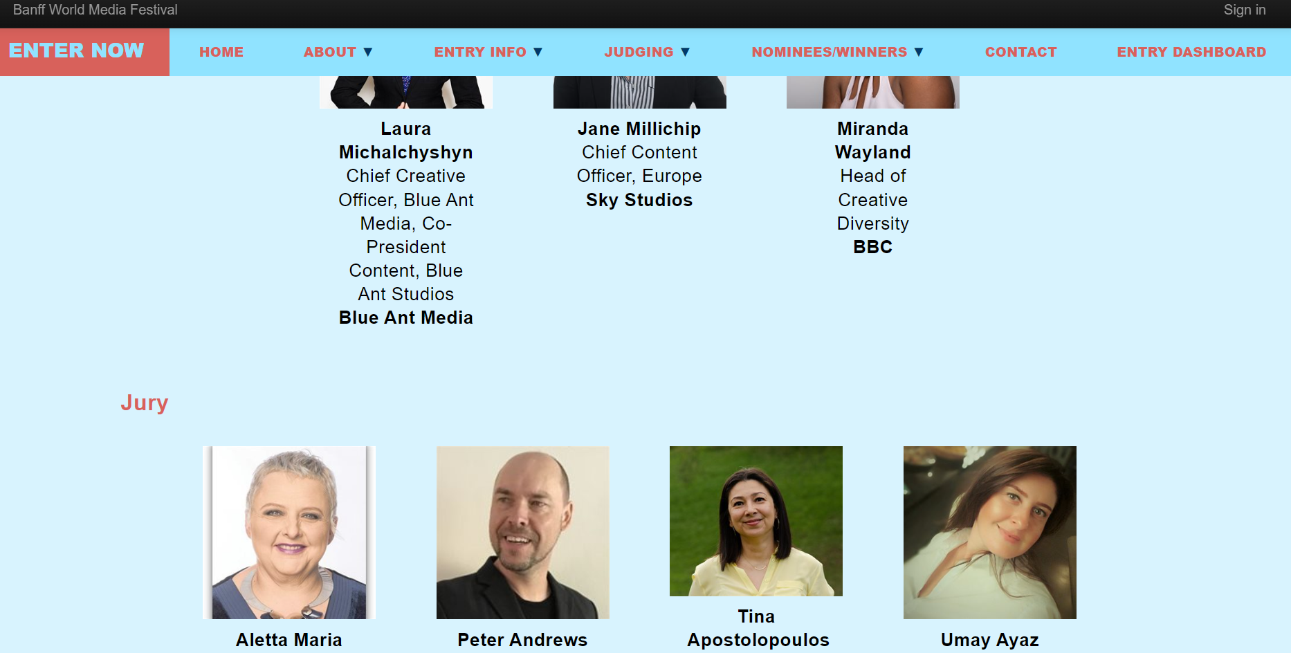 BANF World Media Festival Rockie Awards Jury Member 2021